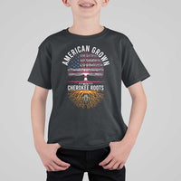 Native American Flag T Shirt For Kid American Grown With Cherokee Roots - Wonder Print Shop