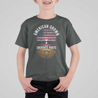 Native American Flag T Shirt For Kid American Grown With Cherokee Roots - Wonder Print Shop