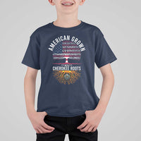 Native American Flag T Shirt For Kid American Grown With Cherokee Roots - Wonder Print Shop