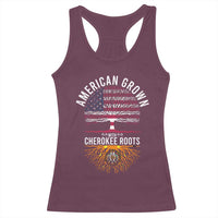 Native American Flag Racerback Tank Top American Grown With Cherokee Roots - Wonder Print Shop