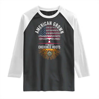 Native American Flag Raglan Shirt American Grown With Cherokee Roots - Wonder Print Shop