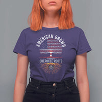 Native American Flag T Shirt For Women American Grown With Cherokee Roots - Wonder Print Shop