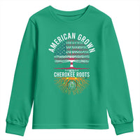 Native American Flag Youth Sweatshirt American Grown With Cherokee Roots - Wonder Print Shop