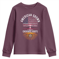 Native American Flag Youth Sweatshirt American Grown With Cherokee Roots - Wonder Print Shop
