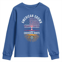 Native American Flag Youth Sweatshirt American Grown With Cherokee Roots - Wonder Print Shop