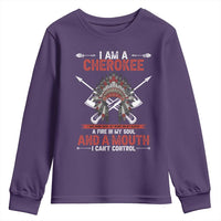 Native American Cherokee Youth Sweatshirt I Am A Cherokee A Fire In My Soul And A Mouth I Can't Control - Wonder Print Shop