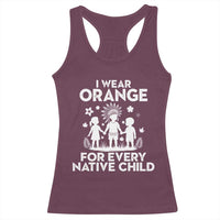 Native American Child Idian Racerback Tank Top I Wear Orange For Every Native Child Indian Pride - Wonder Print Shop
