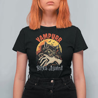 Vampurr Bites Again T Shirt For Women Funny Vampire Cat Halloween Horror