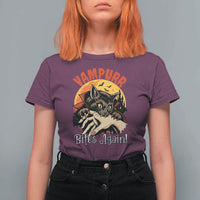 Vampurr Bites Again T Shirt For Women Funny Vampire Cat Halloween Horror