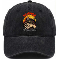 Vampurr Bites Again Washed Cotton Baseball Cap Funny Vampire Cat Halloween Horror