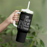 My Wife is My Favorite Problem Tumbler With Handle Funny Sarcastic Wife American Flag
