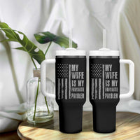 My Wife is My Favorite Problem Tumbler With Handle Funny Sarcastic Wife American Flag