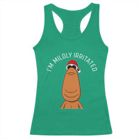 Marcus The Worm Christmas Meme Racerback Tank Top I Am Mildly Irritated - Wonder Print Shop