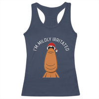 Marcus The Worm Christmas Meme Racerback Tank Top I Am Mildly Irritated - Wonder Print Shop