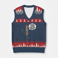 Marcus The Worm Xmas Meme V-Neck Knit Sweater Vest Locally Owned Greek Restaurant - Wonder Print Shop