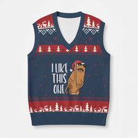 Marcus The Worm Xmas Meme V-Neck Knit Sweater Vest I Like This One - Wonder Print Shop