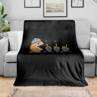 Funny Hanukkah Throw Blanket Donut Chasing Flames Jewish - Wonder Print Shop