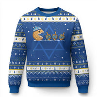 Funny Hanukkah Hanukkah Ugly Sweater Donut Chasing Flames Jewish - Wonder Print Shop