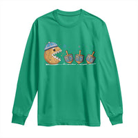 Funny Hanukkah Long Sleeve Shirt Donut Chasing Flames Jewish - Wonder Print Shop