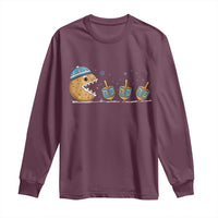 Funny Hanukkah Long Sleeve Shirt Donut Chasing Flames Jewish - Wonder Print Shop