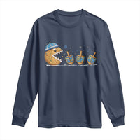 Funny Hanukkah Long Sleeve Shirt Donut Chasing Flames Jewish - Wonder Print Shop