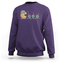 Funny Hanukkah Sweatshirt Donut Chasing Flames Jewish - Wonder Print Shop