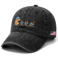 Funny Hanukkah Washed Cotton Baseball Cap Donut Chasing Flames Jewish