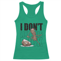 Marcus The Worm Christmas Meme Racerback Tank Top I Do Not Like This Rock Xmas - Wonder Print Shop
