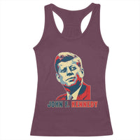 John F Kennedy American Flag US President Racerback Tank Top