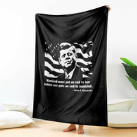 John F Kennedy Quote Throw Blanket American Flag US President