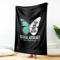 April Sexual Assault Awareness Throw Blanket Teal Ribbon Flower