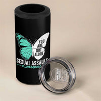 April Sexual Assault Awareness 4 in 1 Can Cooler Tumbler Teal Ribbon Flower