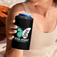April Sexual Assault Awareness 4 in 1 Can Cooler Tumbler Teal Ribbon Flower