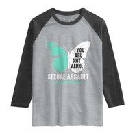 April Sexual Assault Awareness Raglan Shirt Teal Ribbon Flower