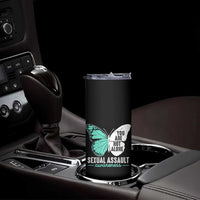 April Sexual Assault Awareness Skinny Tumbler Teal Ribbon Flower