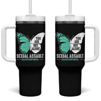 April Sexual Assault Awareness Tumbler With Handle Teal Ribbon Flower