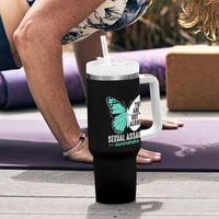 April Sexual Assault Awareness Tumbler With Handle Teal Ribbon Flower