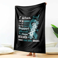 Sexual Assault Awareness Throw Blanket Teal Ribbon Flower