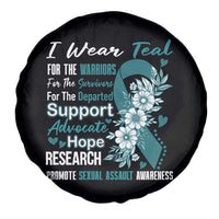 Sexual Assault Awareness Spare Tire Cover Teal Ribbon Flower