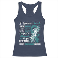 Sexual Assault Awareness Racerback Tank Top Teal Ribbon Flower