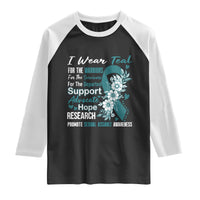 Sexual Assault Awareness Raglan Shirt Teal Ribbon Flower
