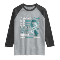Sexual Assault Awareness Raglan Shirt Teal Ribbon Flower