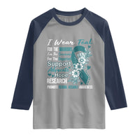 Sexual Assault Awareness Raglan Shirt Teal Ribbon Flower