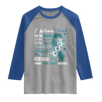 Sexual Assault Awareness Raglan Shirt Teal Ribbon Flower