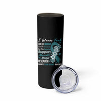 Sexual Assault Awareness Skinny Tumbler Teal Ribbon Flower