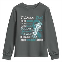 Sexual Assault Awareness Youth Sweatshirt Teal Ribbon Flower