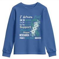 Sexual Assault Awareness Youth Sweatshirt Teal Ribbon Flower