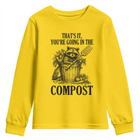 That's It You're Going in the Compost Youth Sweatshirt Funny Raccoon Gardener Meme
