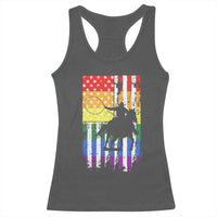 Rodeo Gay Cowboy Western LGBTQ Rainbow Flag Racerback Tank Top