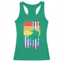 Rodeo Gay Cowboy Western LGBTQ Rainbow Flag Racerback Tank Top
